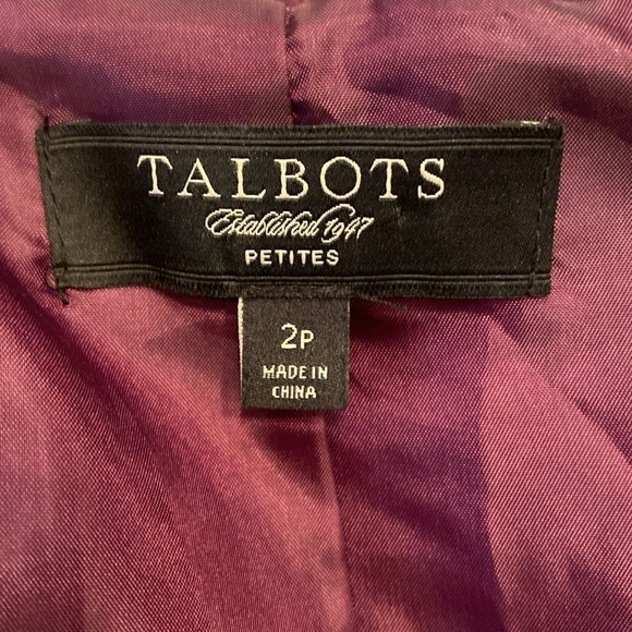 Talbots Petites Grape Purple Festive Velvet Blazer Jacket Sz 2 P - Picture 10 of 12